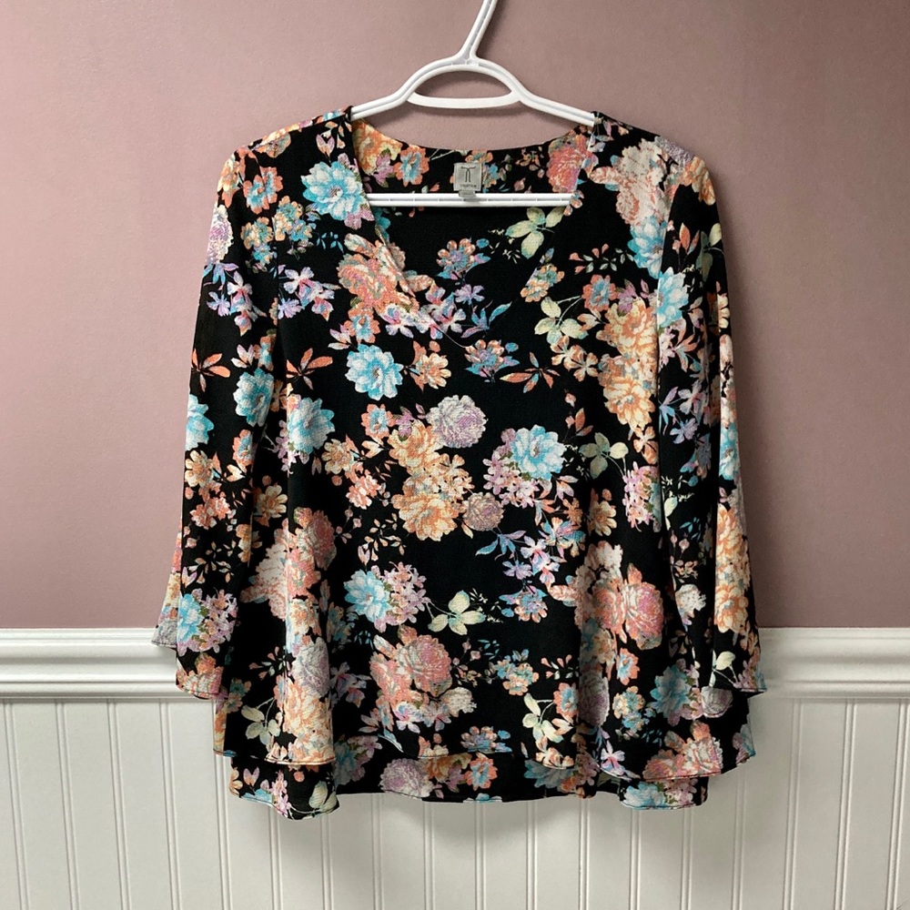 Tristan black floral blouse